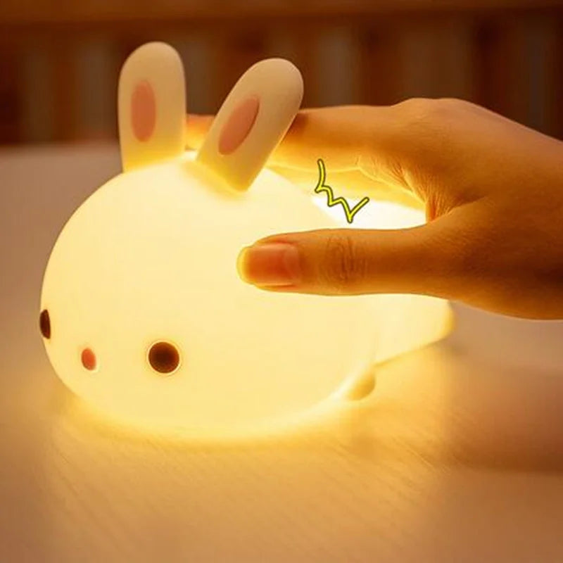 Capteur Tactile RGB LED Lapin Veilleuse 16 Couleurs USB Rechargeable Silicone Lapin Lampe Pour Enfants Bébé Jouet Festival Cadeau