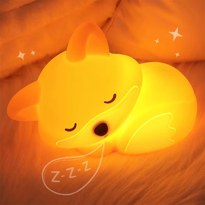 Veilleuse Fox, Lampe Squishy En Silicone, Cadeaux Fantaisie, Minuterie Variable Rechargeable, Veilleuse Tactile De Chevet Pour L'Allaitement