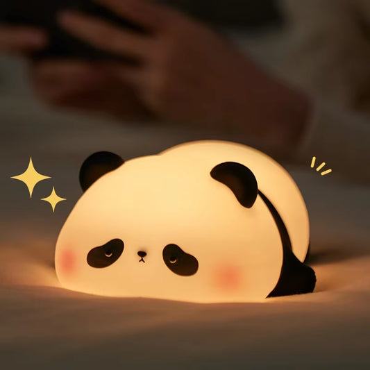 Panda LED Veilleuse Capteur Tactile Dessin Animé Veilleuses Pour Enfants Silicone Enfant Vacances Cadeau De Noël Lampe De Chevet Décor De Chambre